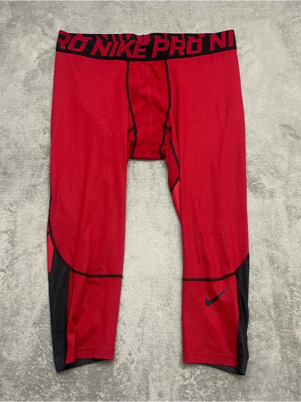 Nike Pro HyperCool Mens 2XL 3/4 Compression Tights Red Dri-FIT Athleisure